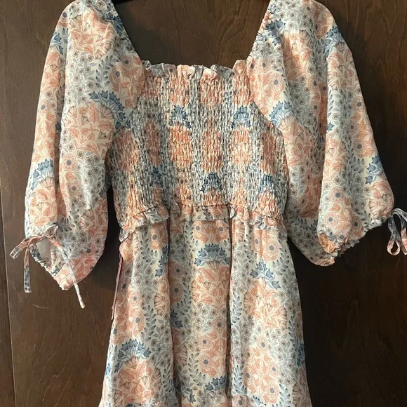 Ivy City Co Peach and Blue Floral Maxi Dress - Picture 6 of 6